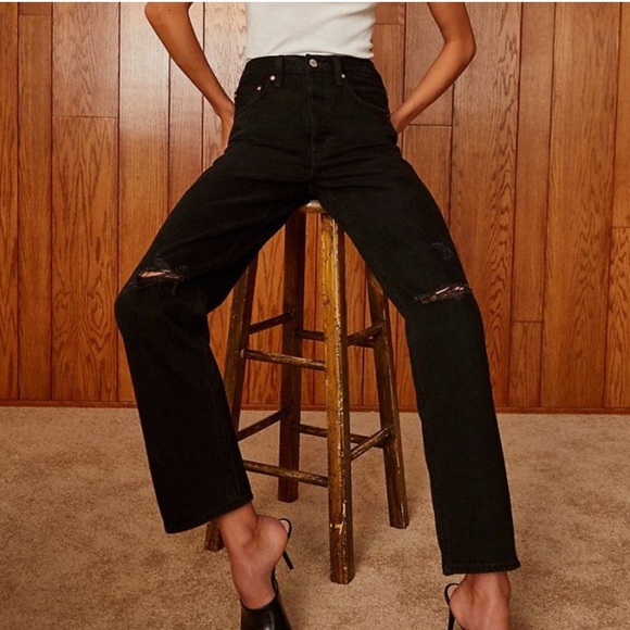 Denim Forum Denim - Denim Forum High Rise Distressed Black Jeans
